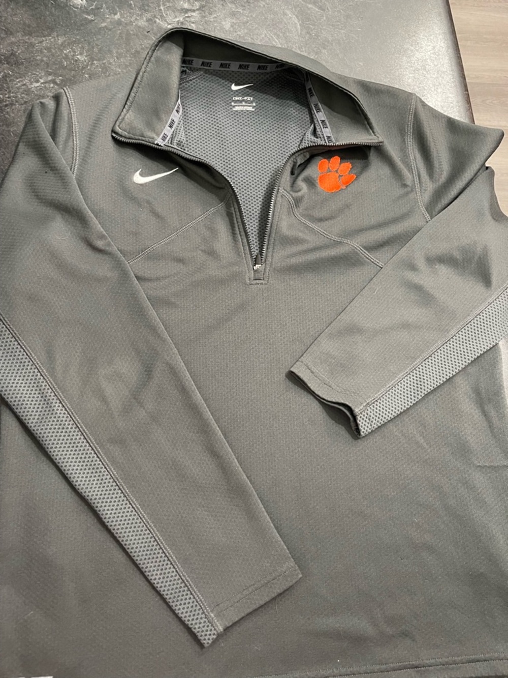 Nike Men’s Gray 1/4 Zip Pullover with Clemson Tiger Logo